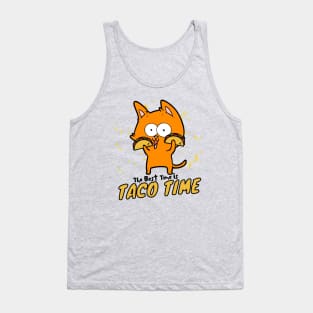 The Best Time Is Taco Time Funny Orange Cat Tank Top